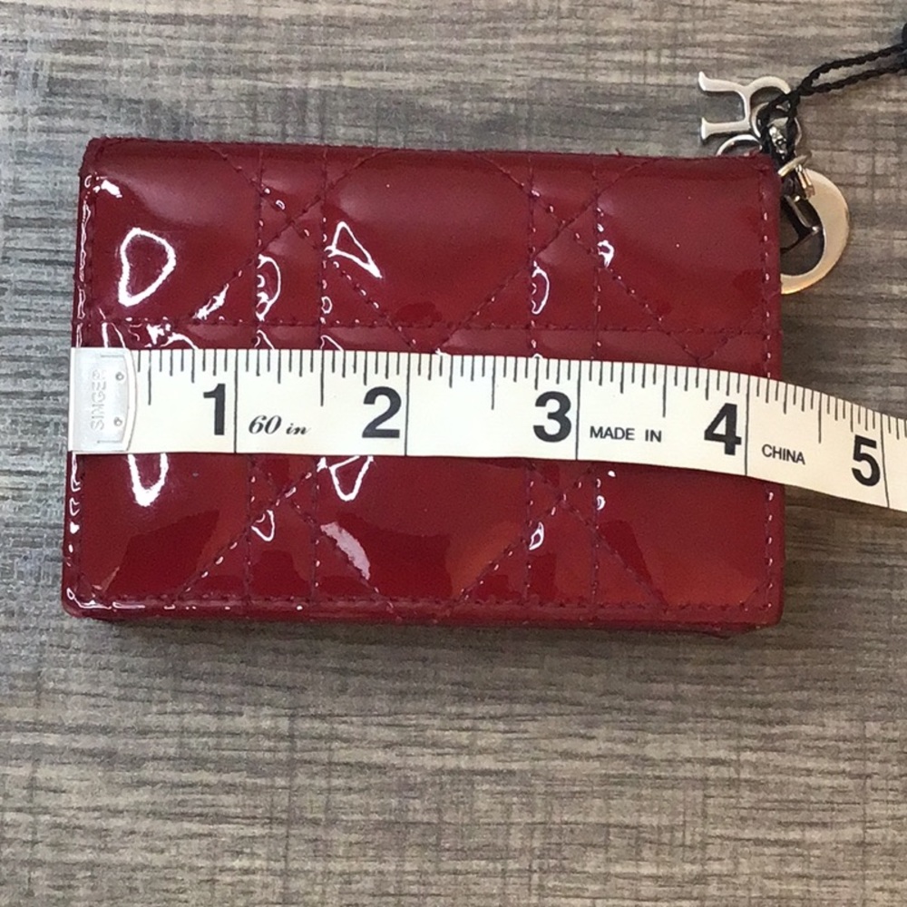 Dior Burgundy Red Card Holder with Box - Picture 14 of 16